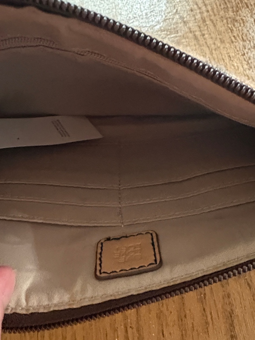 Ann Taylor LOFT Brown and Black Leopard Print Wristlet with Orange Trim - Picture 6 of 6
